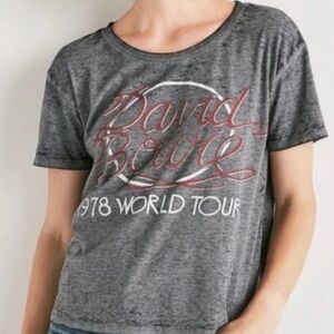 Lucky Brand Gray Graphic David Bowie Tee